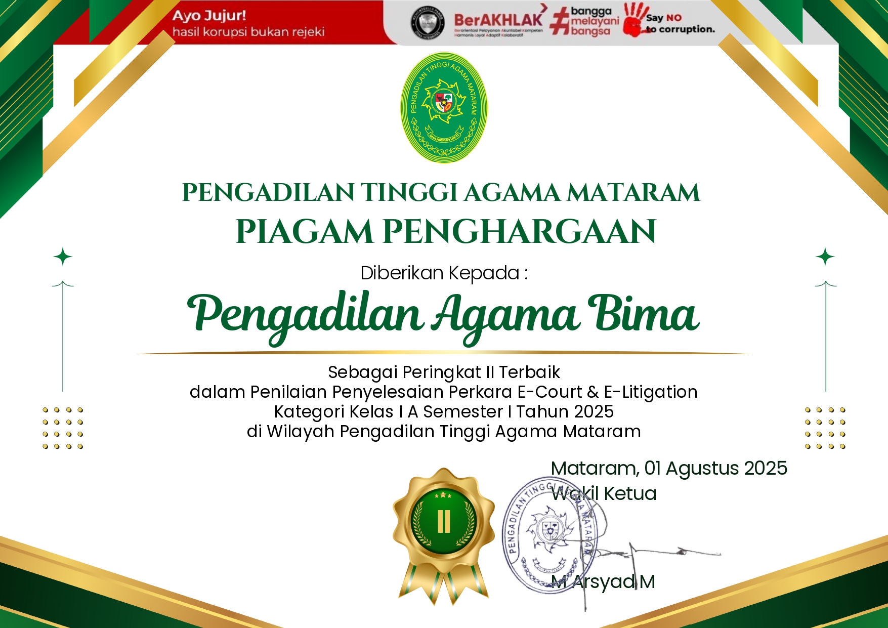 PA BIMA 2 Penilaian Penyelesaian Perkara E Court dan E Litigation page 0001